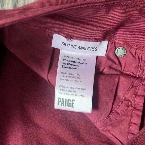 🔥PAIGE🔥 | Skyline ankle peg burgundy  pants size 29 - Picture 9 of 14